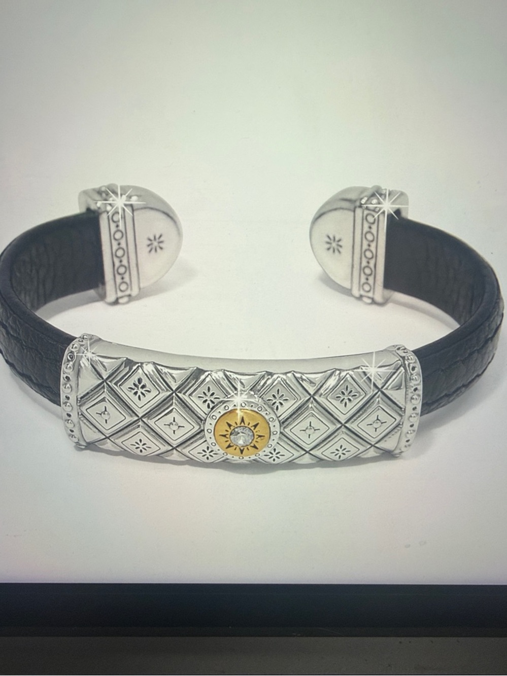 💛🆕♥️ Brighton Mosaic Two Tone Leather Bar Cuff Bracelet NWT